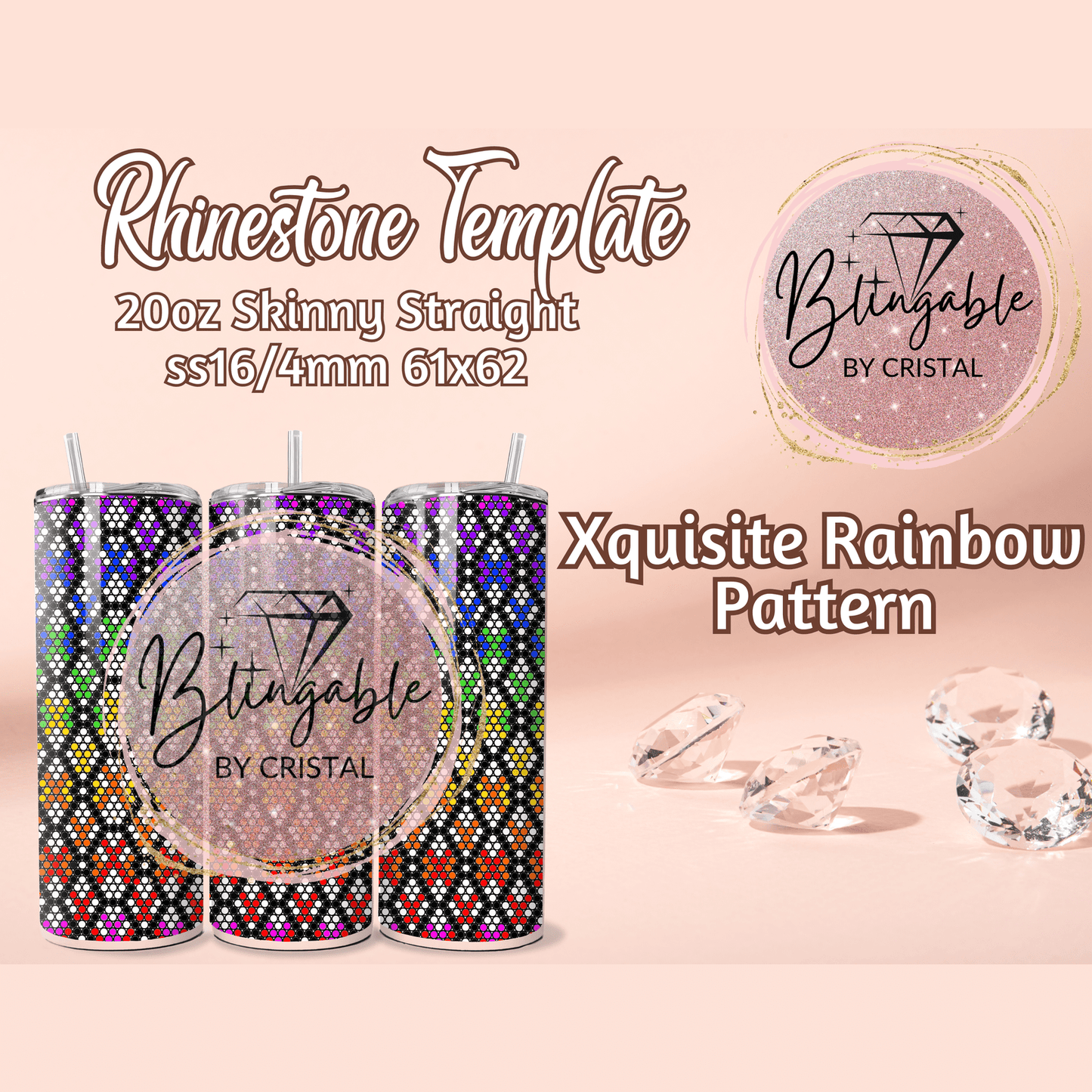 Tumbler Template - Xquisite Rainbow *Digital File*